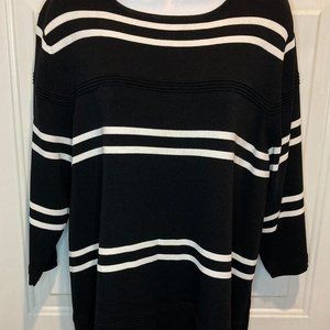 Black sweater with White Stripes